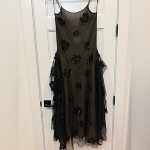 Zara Black Tulle Knit Dress with Sequin Appliqué Size XS-S Perfect Holiday Piece